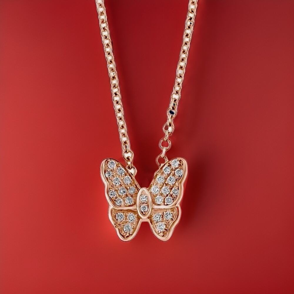 NEW! Effy Gold Plated Silver Butterfly Necklace W Diamonds / A Great Gift !